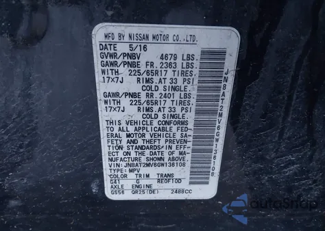 2016 Nissan Rogue S z USA, uszkodzony, nr VIN JN8AT2MV6GW136108